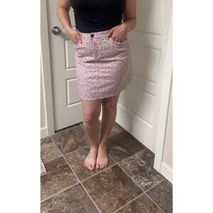 Kut from the Kloth Pink Leopard Print Denim Skirt – Size 6